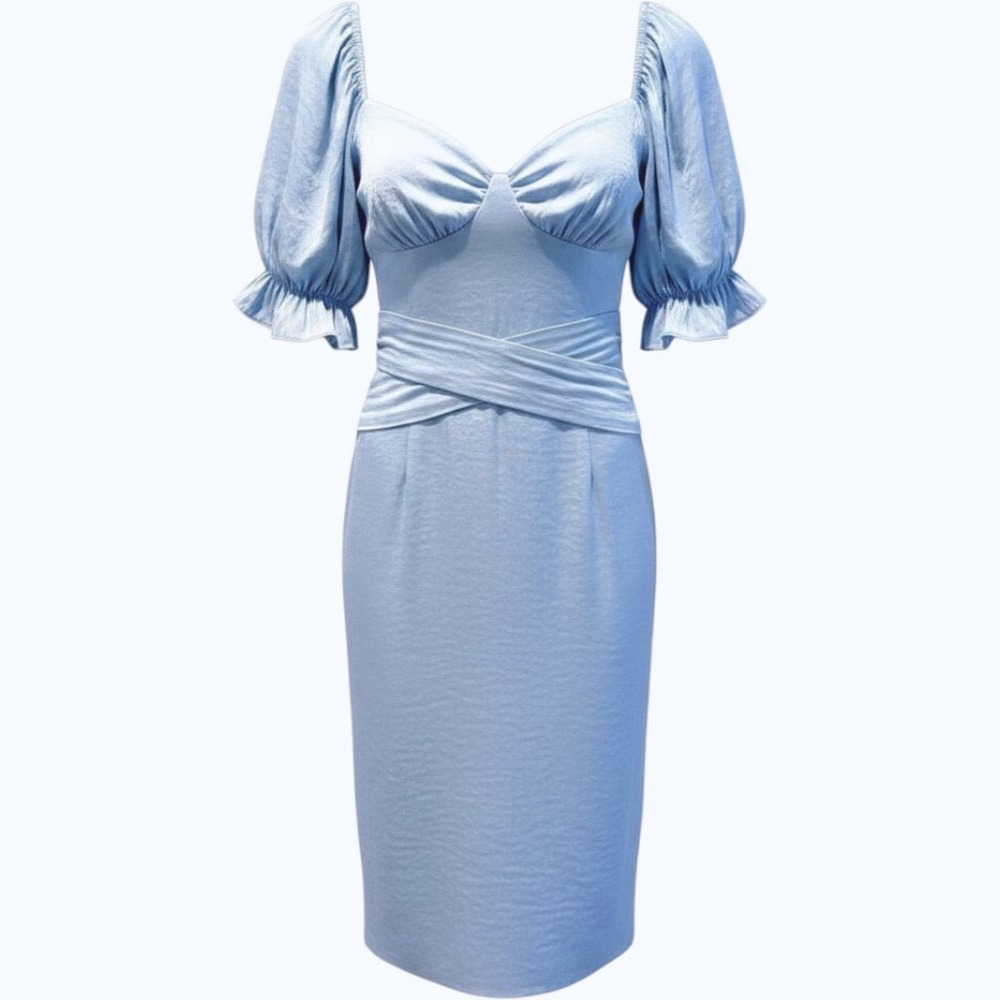 Mi Ami Francesca's‎ Mini Dress Light Blue Cottagecore Puff Sleeve Womens XL